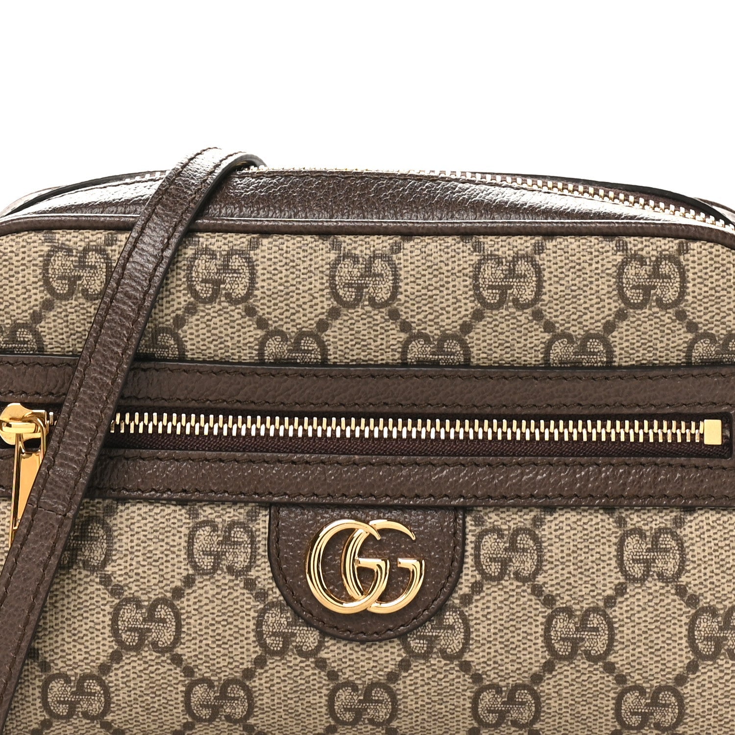 Denim Monogram Textured Dollar Calfskin Super Mini Ophidia Shoulder Bag Beige Ebony New Acero