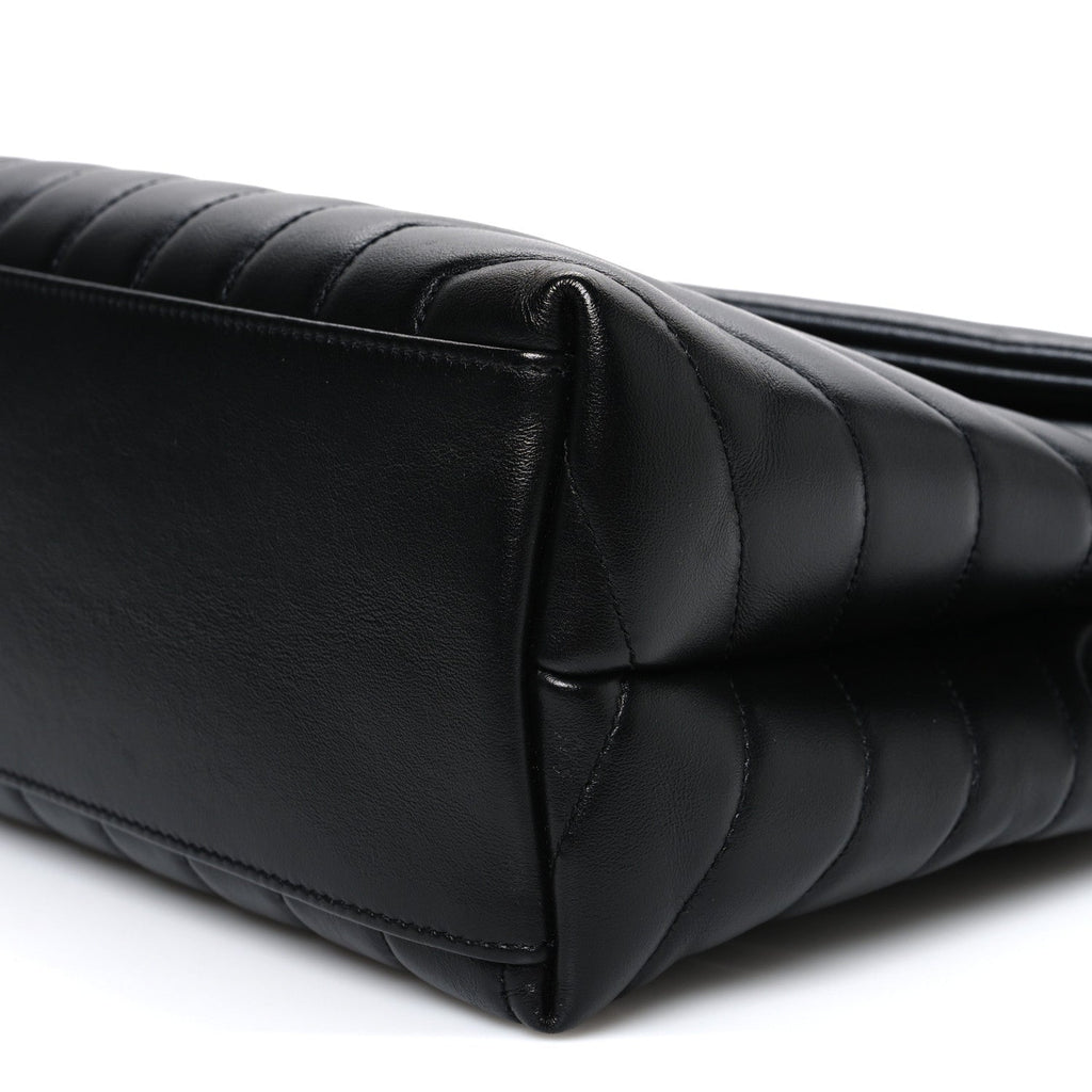 Calfskin Y Quilted Monogram Monochrome Medium Loulou Chain Satchel Black