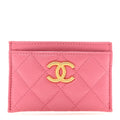 Caviar Quilted Textured CC  Holder Pink