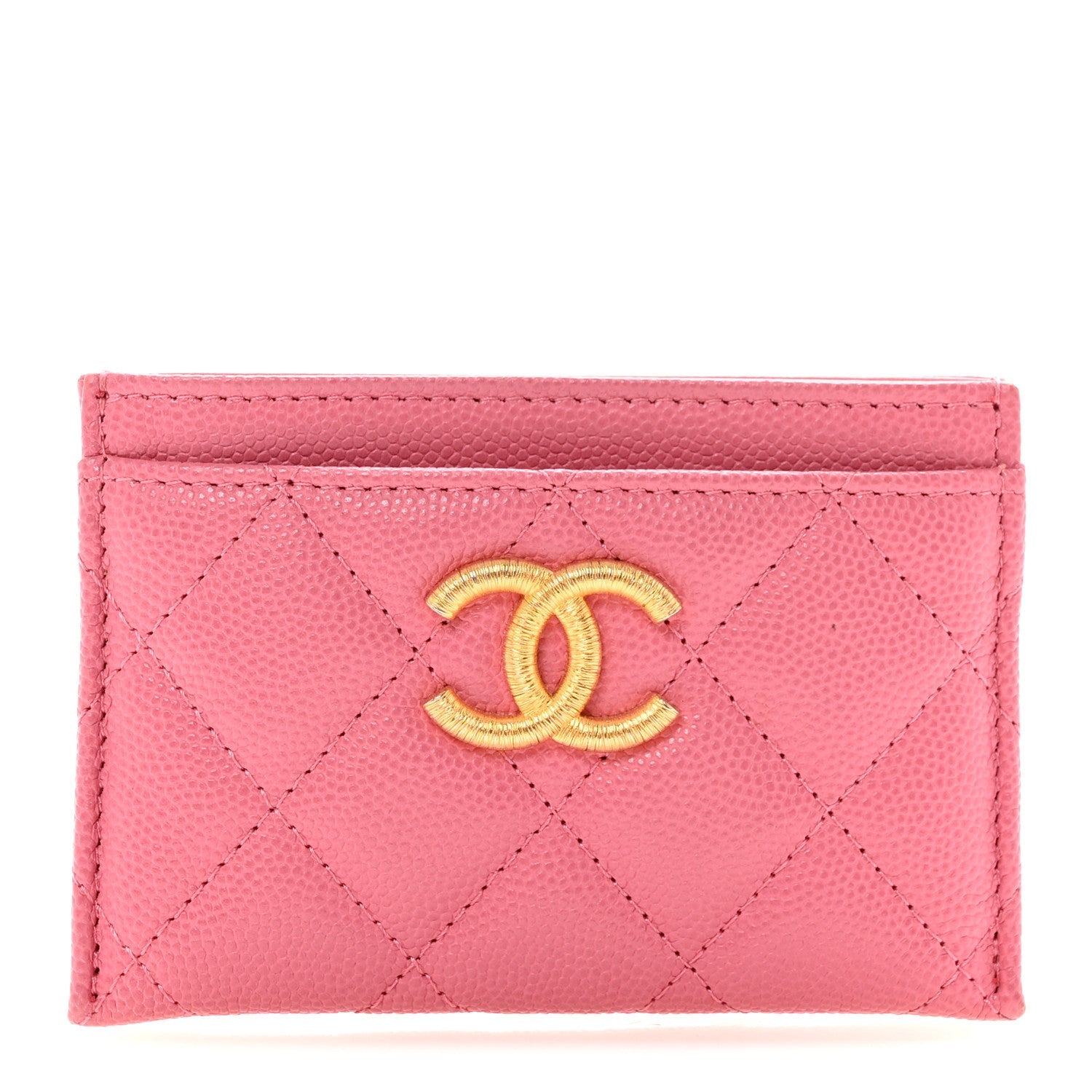 Caviar Quilted Textured CC  Holder Pink