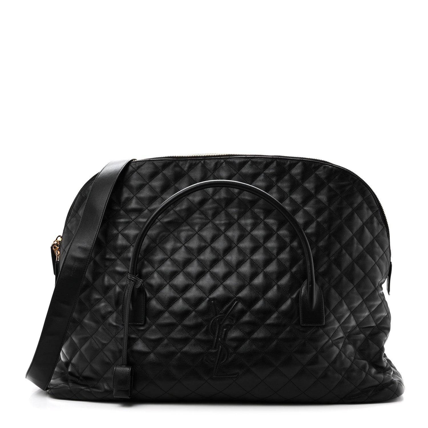 Calfskin Quilted ES Giant Travel Bag Black