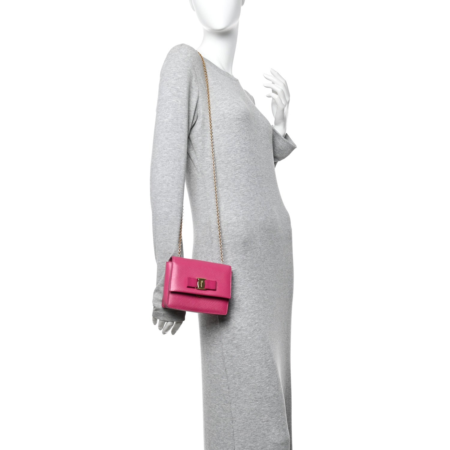 Hammered Calfskin Mini Vara Bow Crossbody Bag Agata Rosa