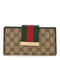 Monogram Calfskin Ladies Web Continental Wallet Beige Ebony Cocoa