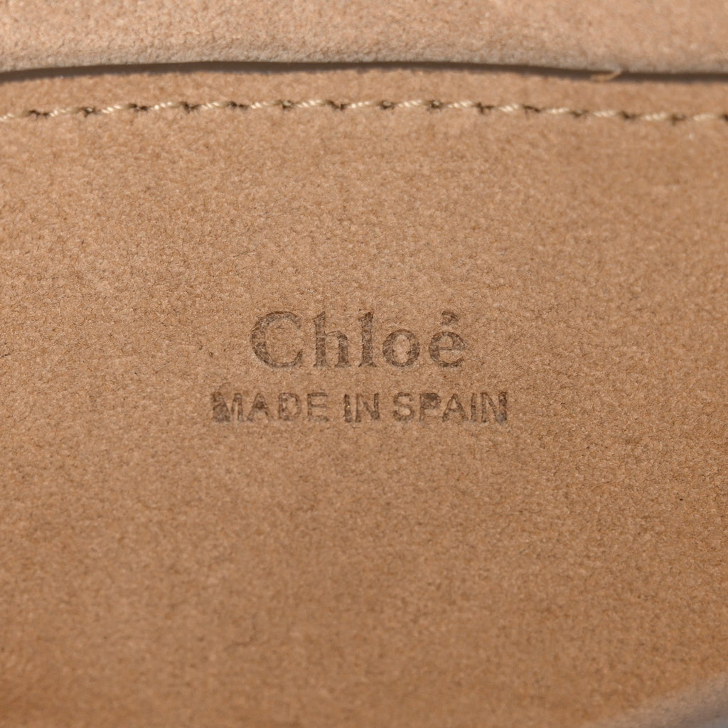 Suede Calfskin Small Faye Shoulder Bag Pearl Beige