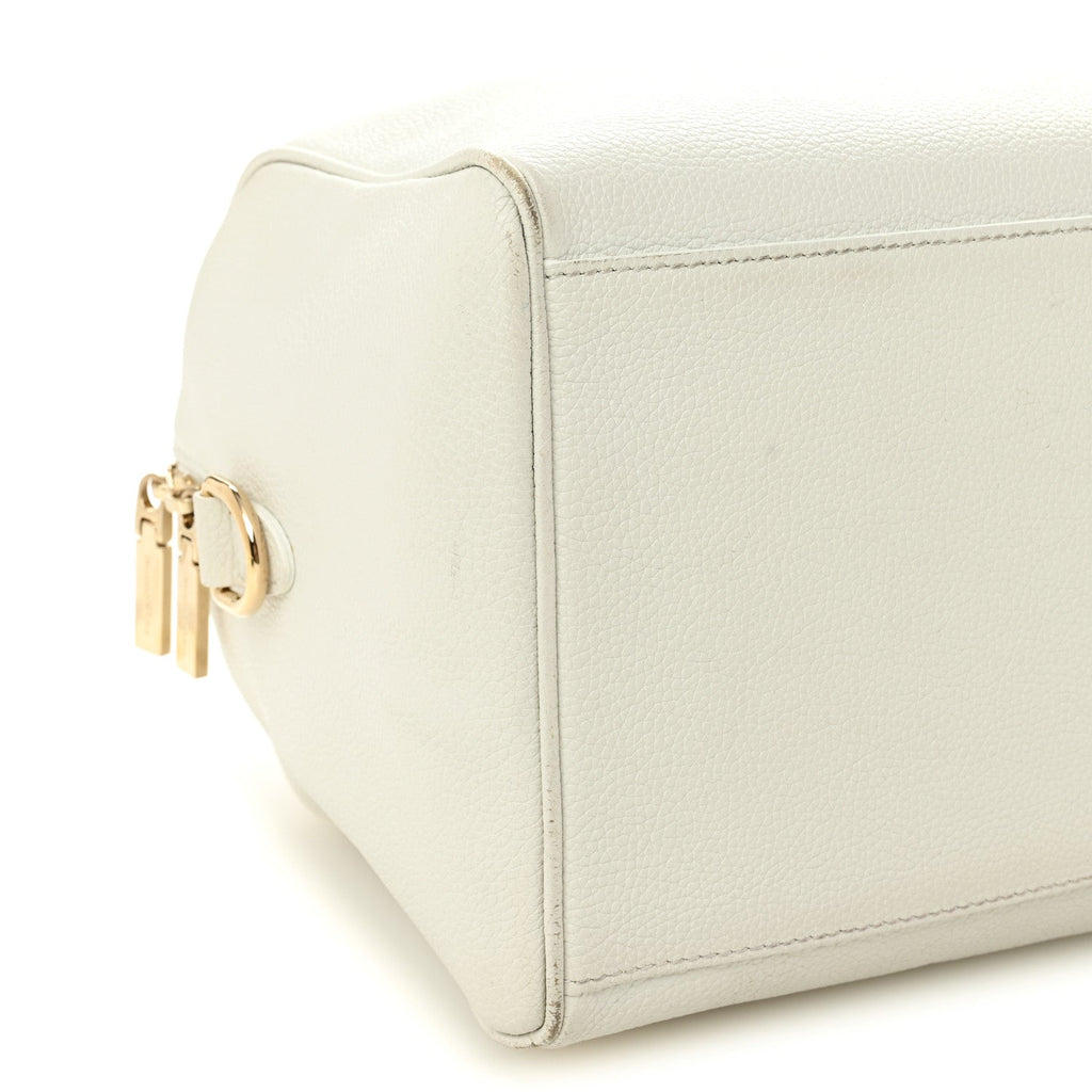 Grained Calfskin Palazzo Bowler White