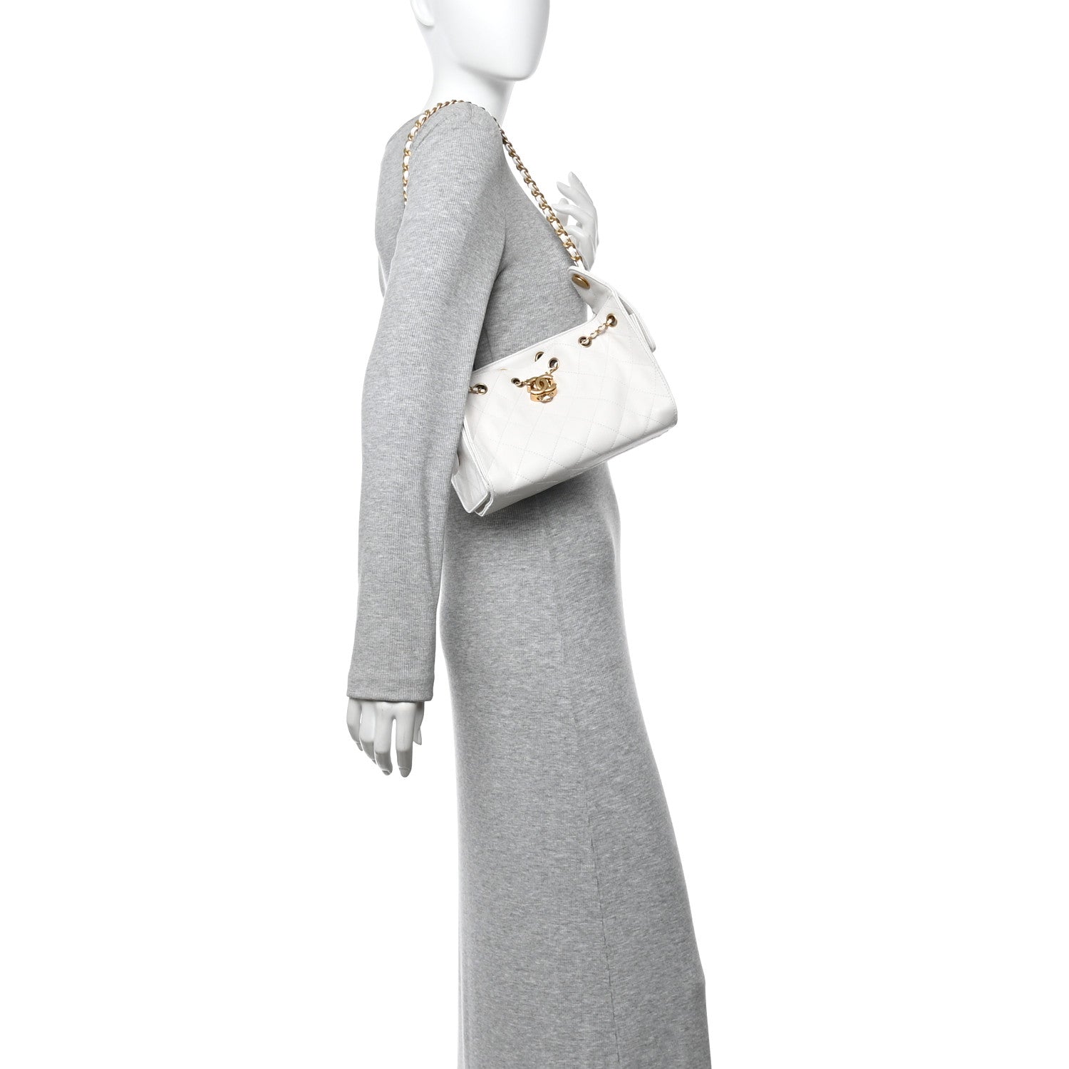 Caviar Quilted Mini Chanel 25 Handbag White