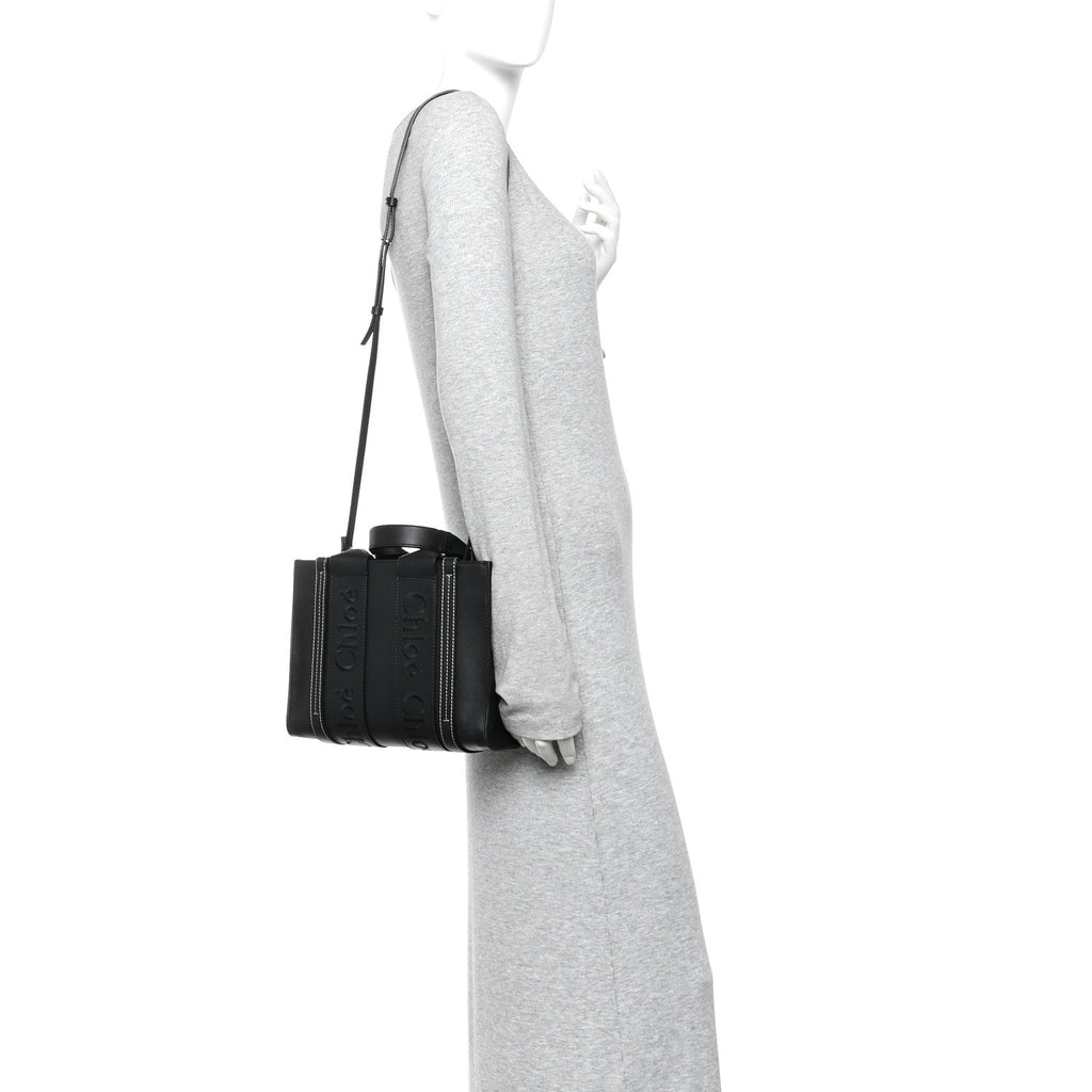 Calfskin Small Woody Tote Black