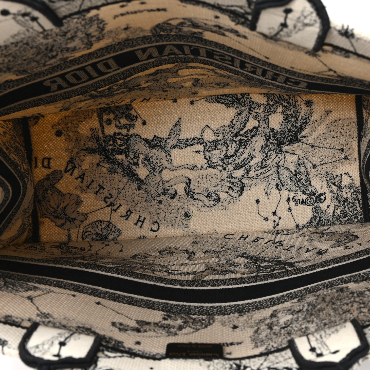 Canvas Zodiac Toile De Jouy Embroidered Large Book Tote Latte