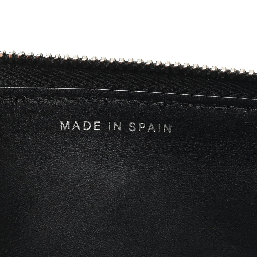 Patent Quilted Double Stitched Zip Around Wallet Black