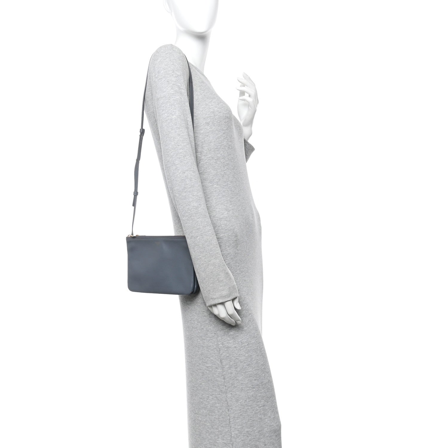 Lambskin Small Trio Crossbody Bag Medium Grey