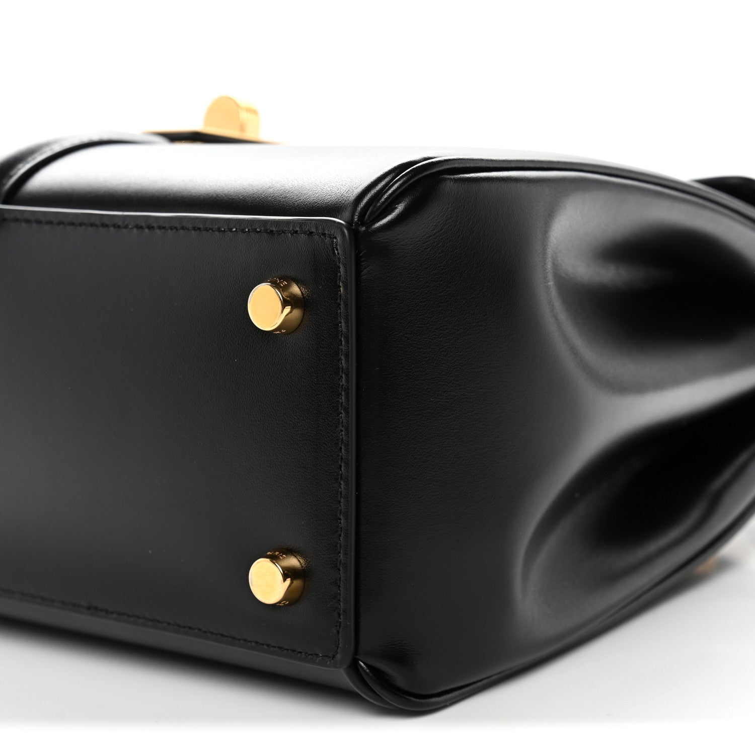 Satinated Calfskin Small 16 Top Handle Bag Black
