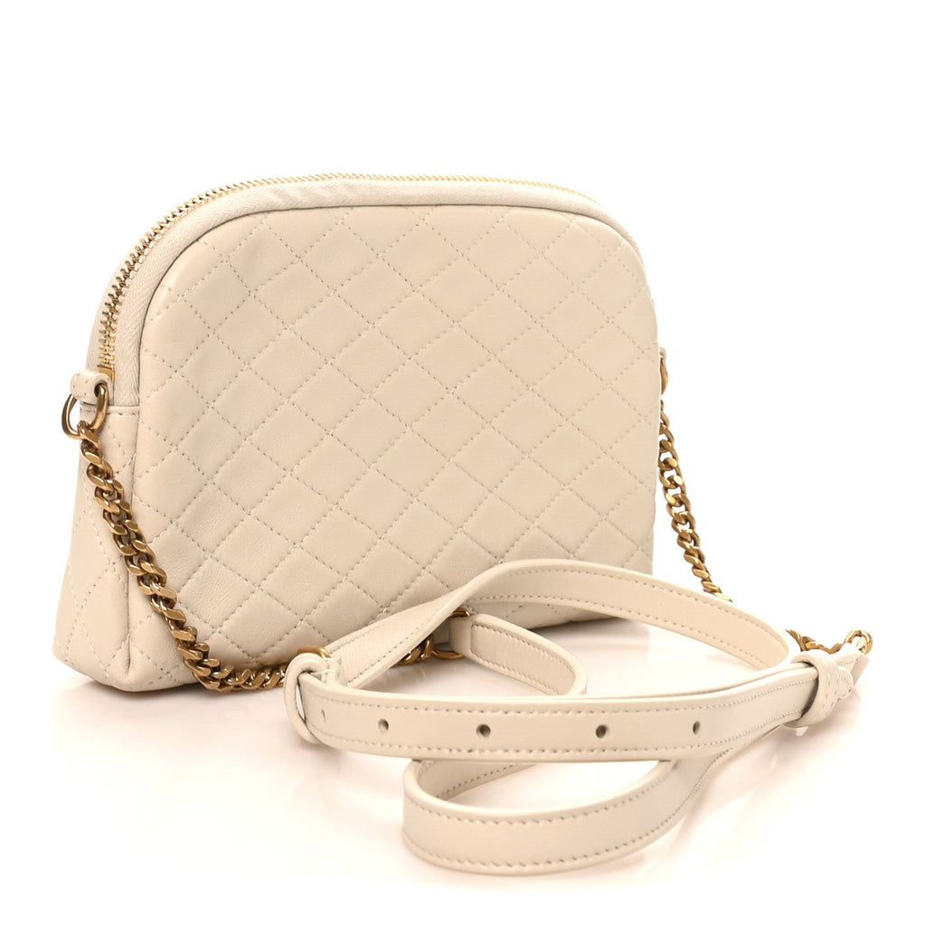 Lambskin Quilted Gaby Zipped Pouch Crema Soft