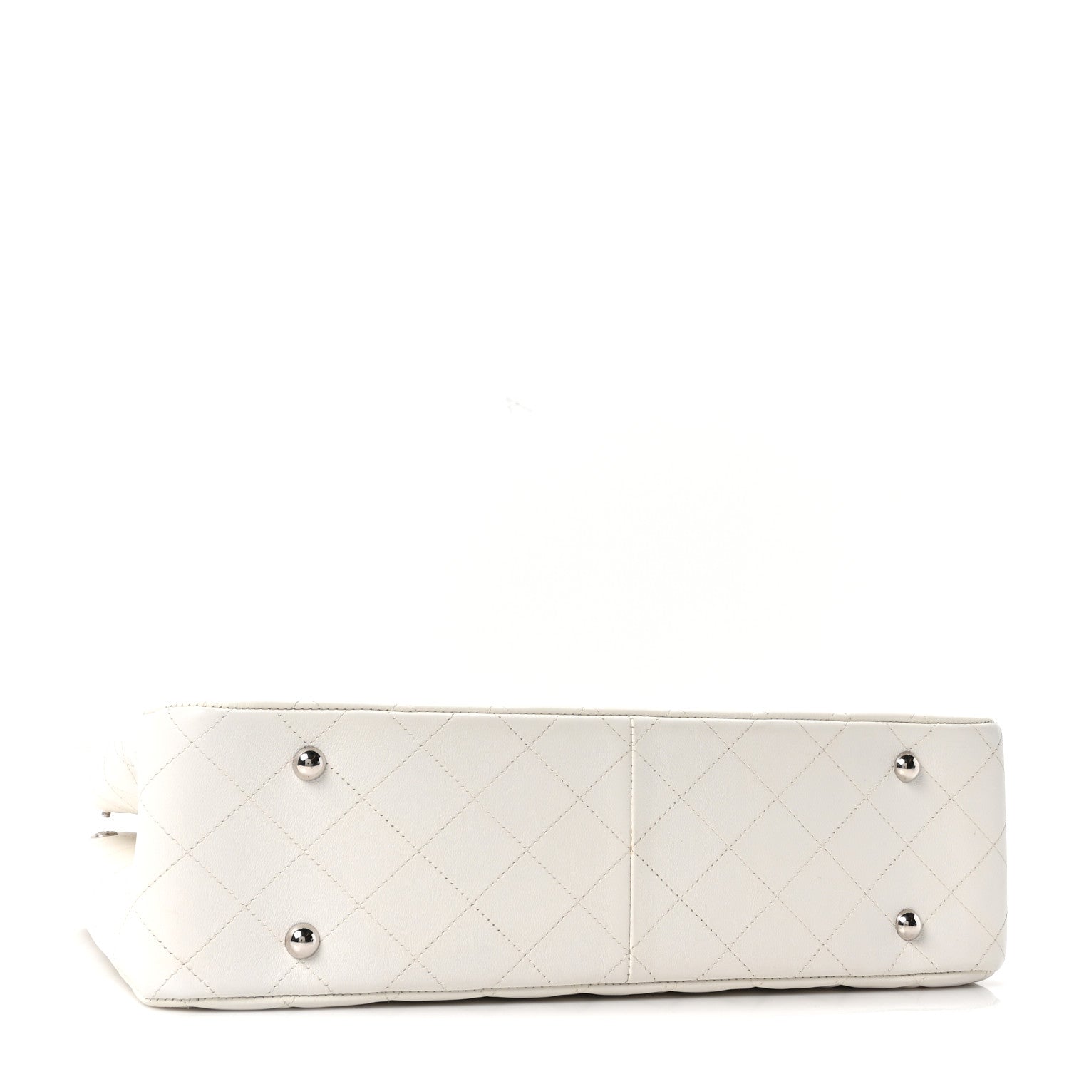 Calfskin Quilted Large Classic Shopping Tote White