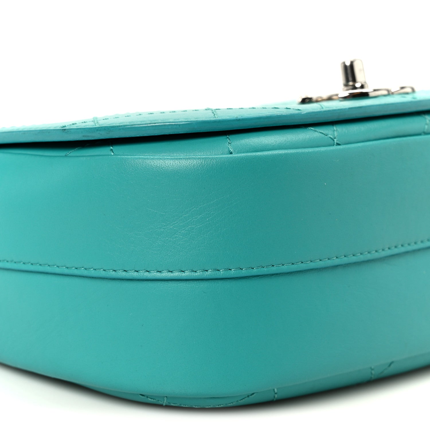 Calfskin Stitched Small Ring My Bag Flap Crossbody Turquoise