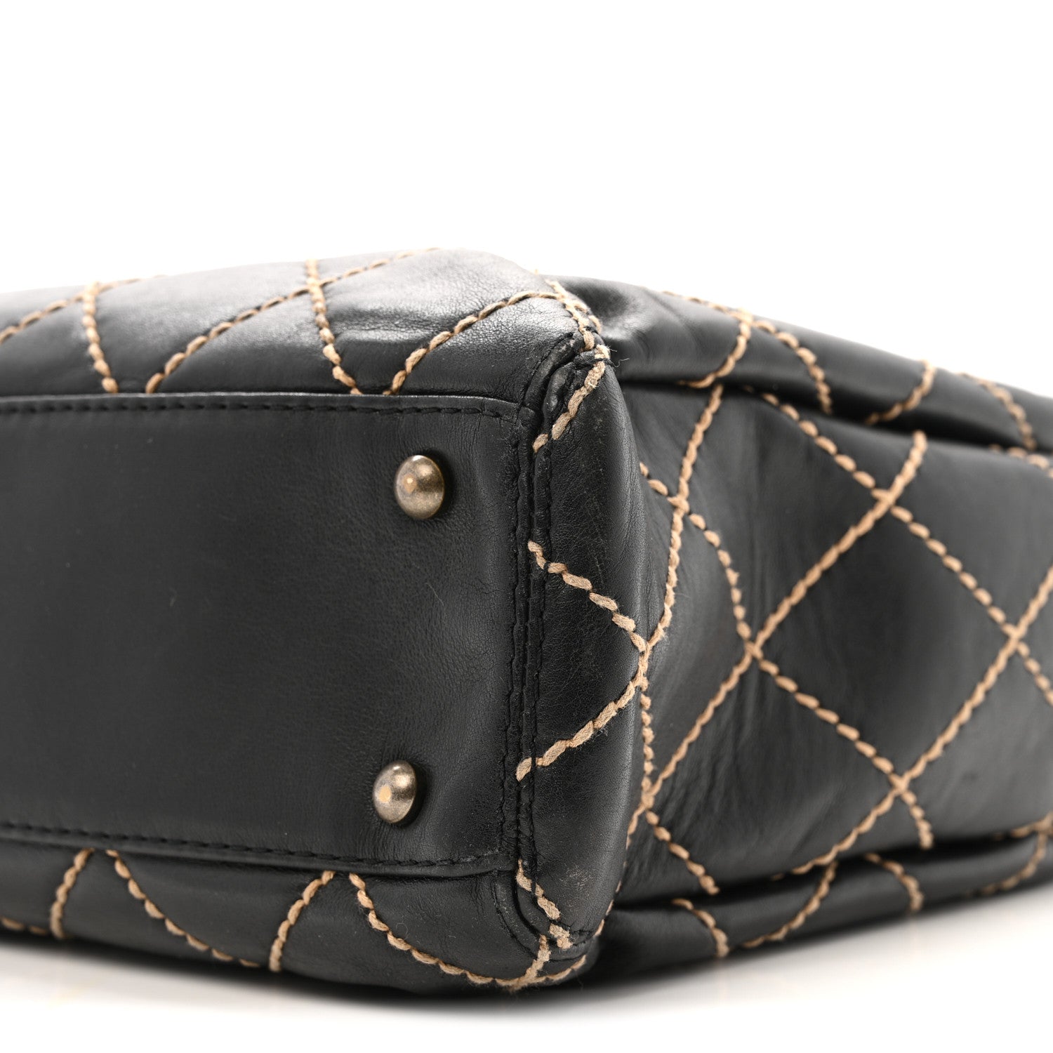 Calfskin Wild Stitch Large Tote Black