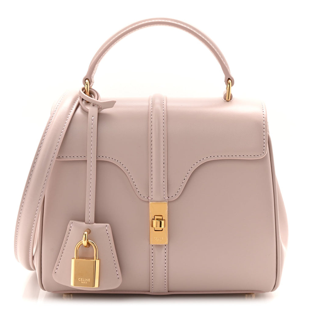 Satinated Calfskin Mini 16 Top Handle Bag Bleached Pink