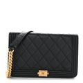 Caviar Quilted Boy Wallet On Chain WOC Black