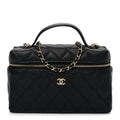 Caviar Quilted Top Handle Slim Vanity With Chain Black
