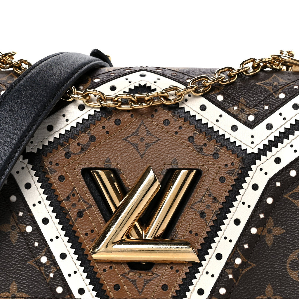 Veau Satin Monogram Twist Shoulder Bag MM Black