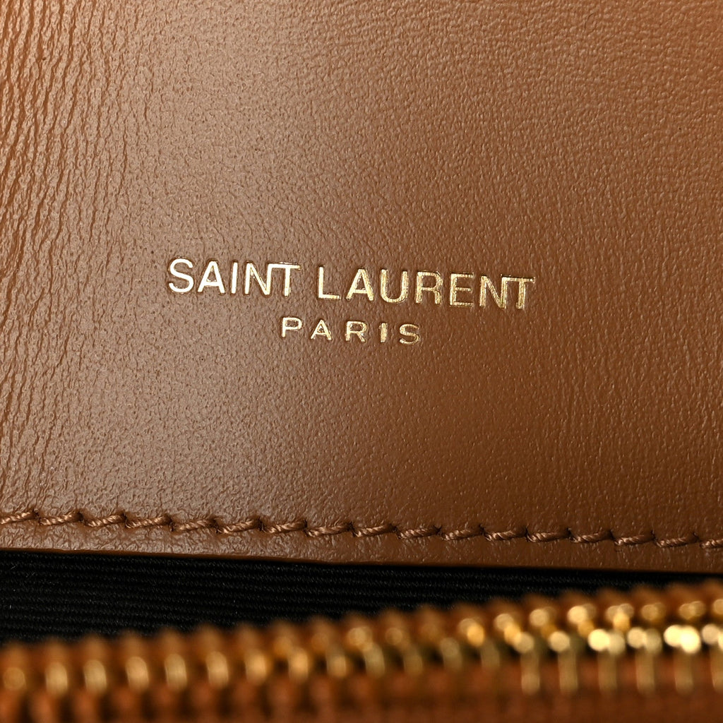 Suede Matelasse Chevron Monogram Medium College Bag Cinnamon