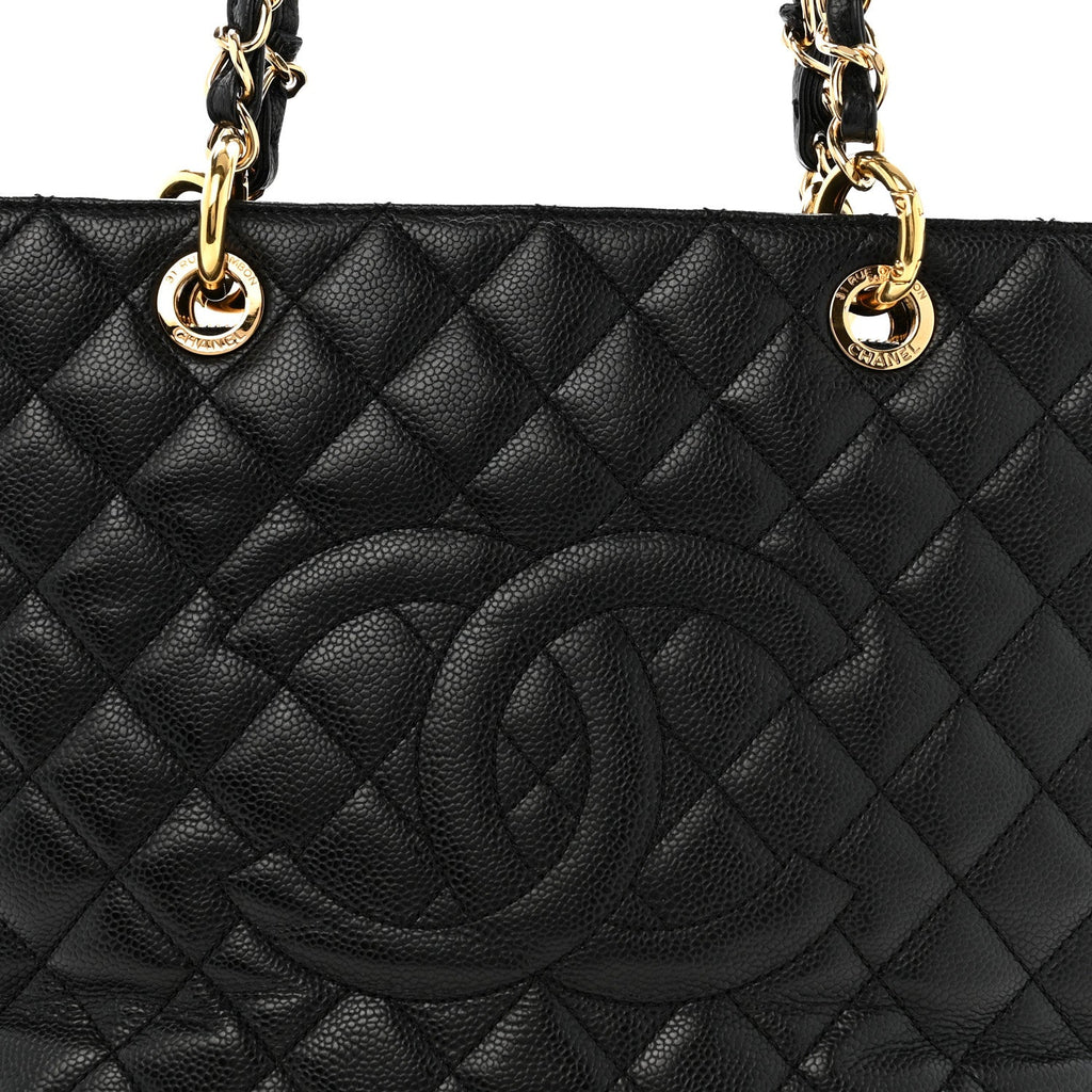 Caviar Quilted Grand Shopping Tote GST Black