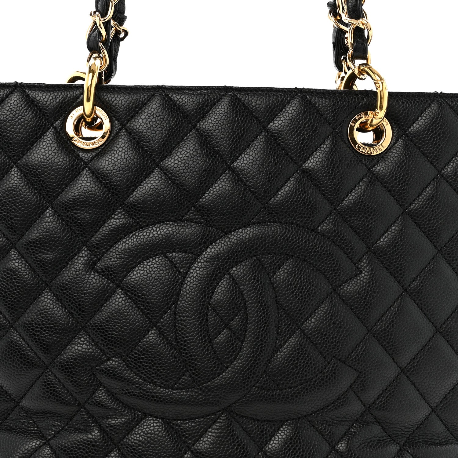 Caviar Quilted Grand Shopping Tote GST Black