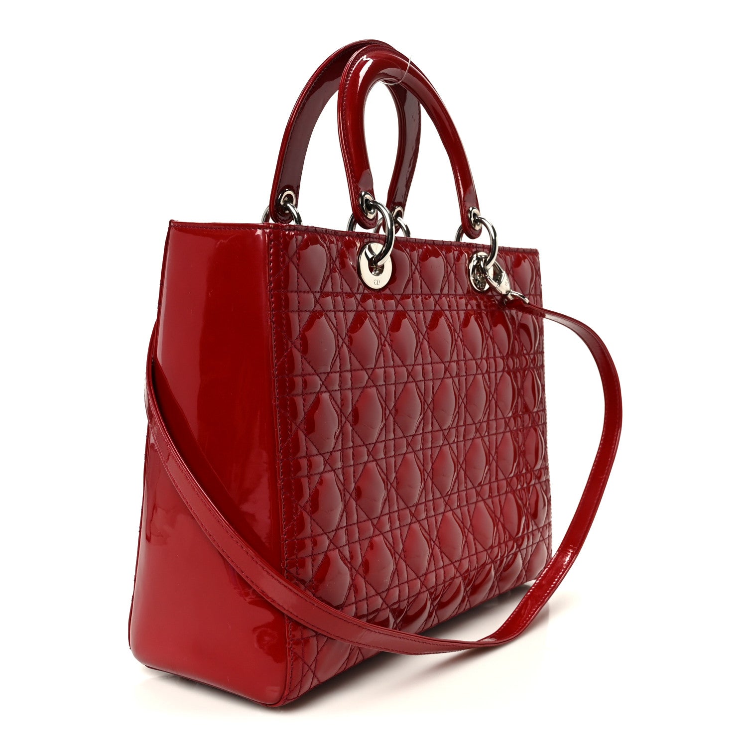 Patent Cannage Large Lady Dior Red