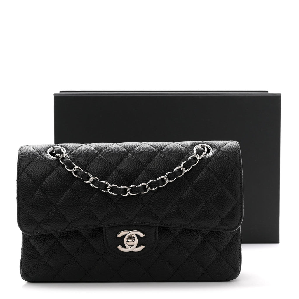 Caviar Quilted Small Double Flap Black