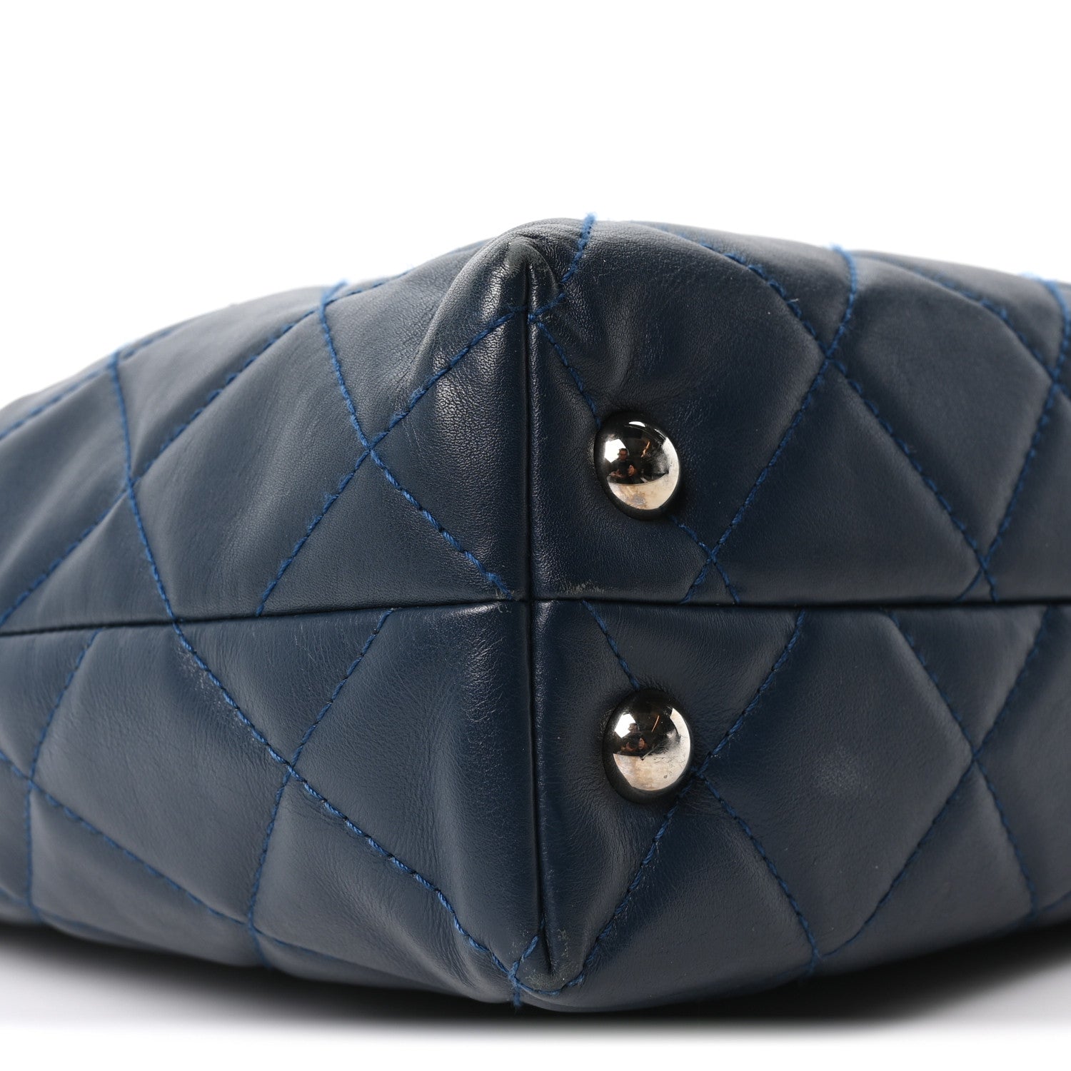Calfskin Quilted In The Business North South Tote  Blue
