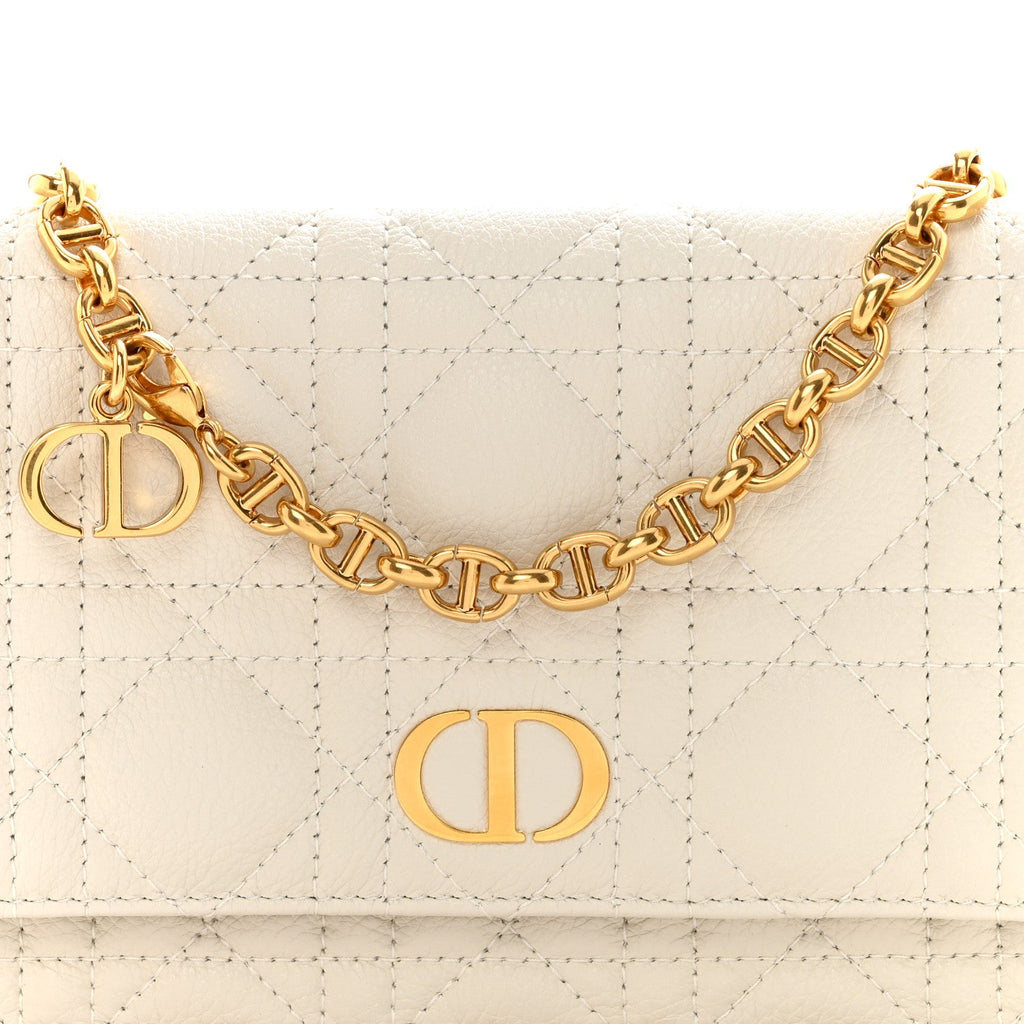 Supple Calfskin Caro Pouch with Chain Latte