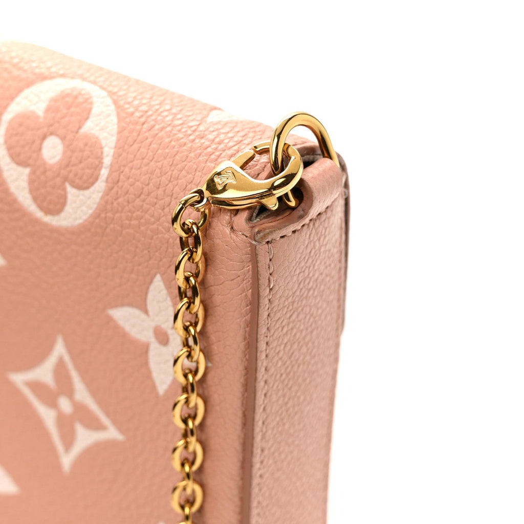 Empreinte Monogram Giant Felicie Pochette Chain Wallet Rose Trianon Creme