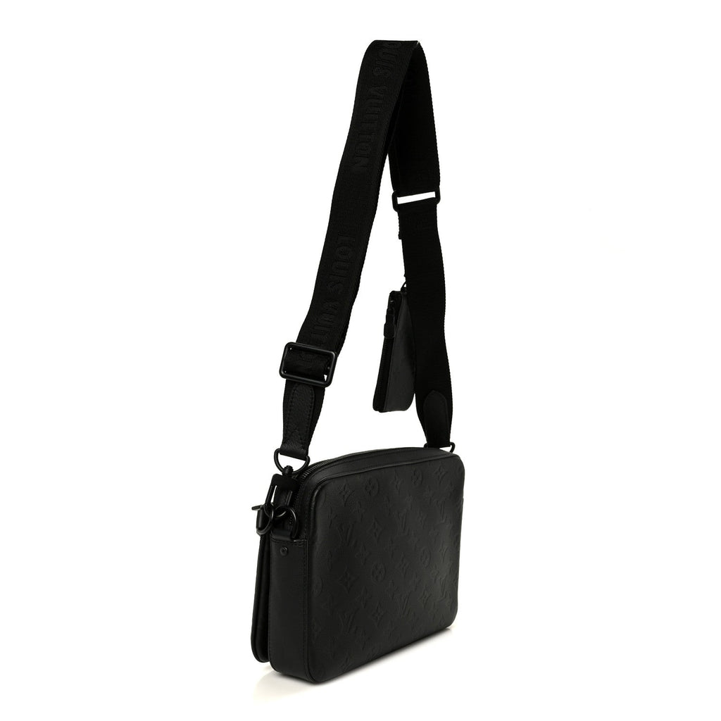 Calfskin Monogram Shadow Trio Messenger Black