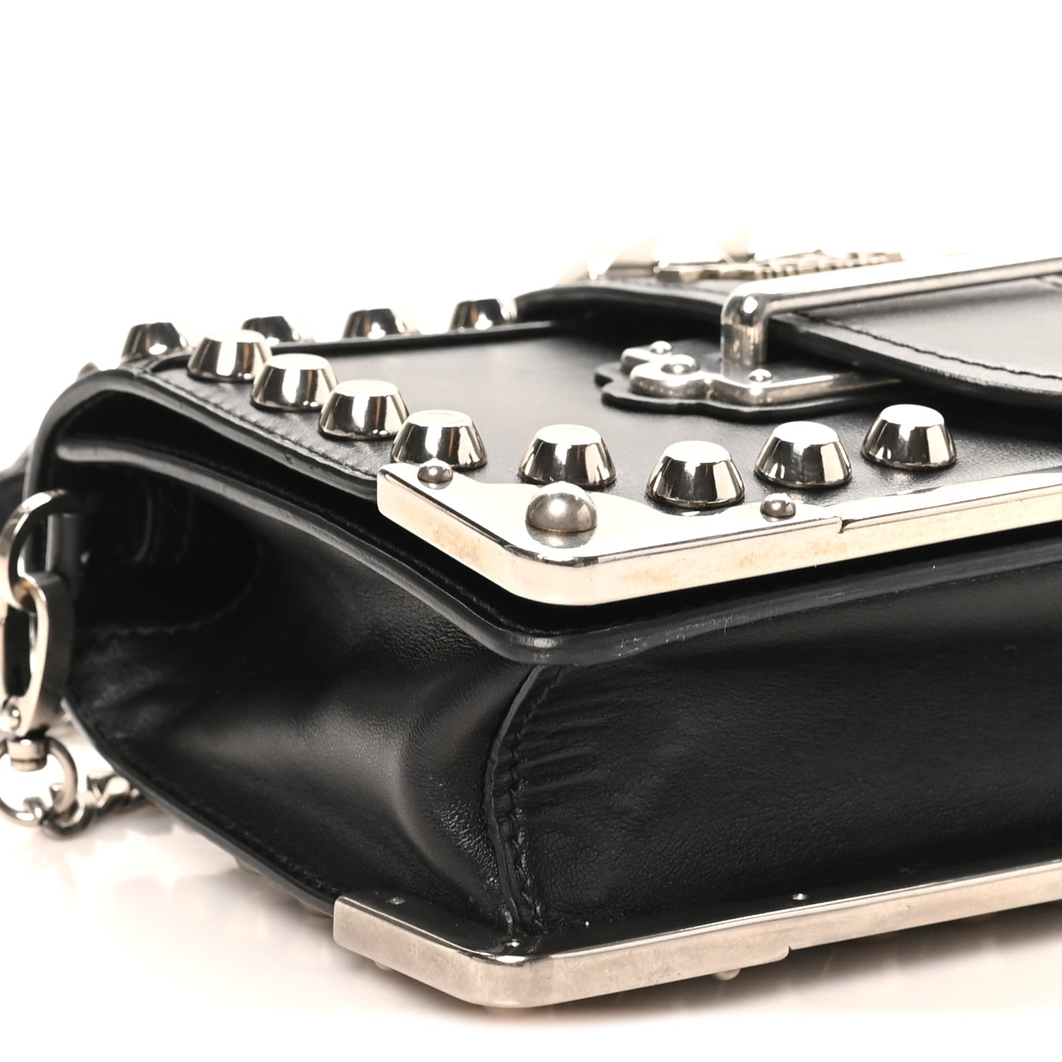 City Calf Saffiano Studded Cahier Bag Black