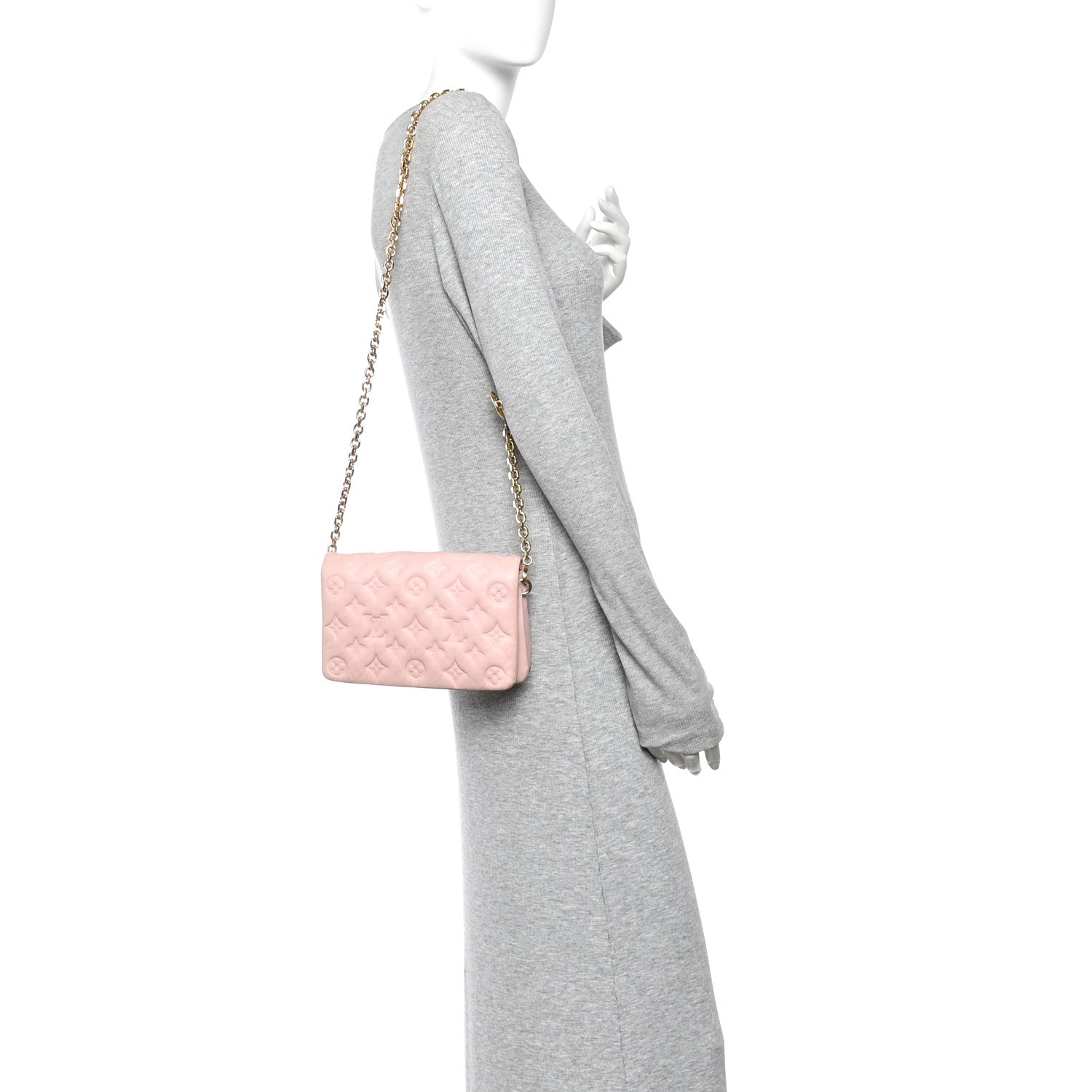 Lambskin Embossed Monogram Pochette Coussin Rose
