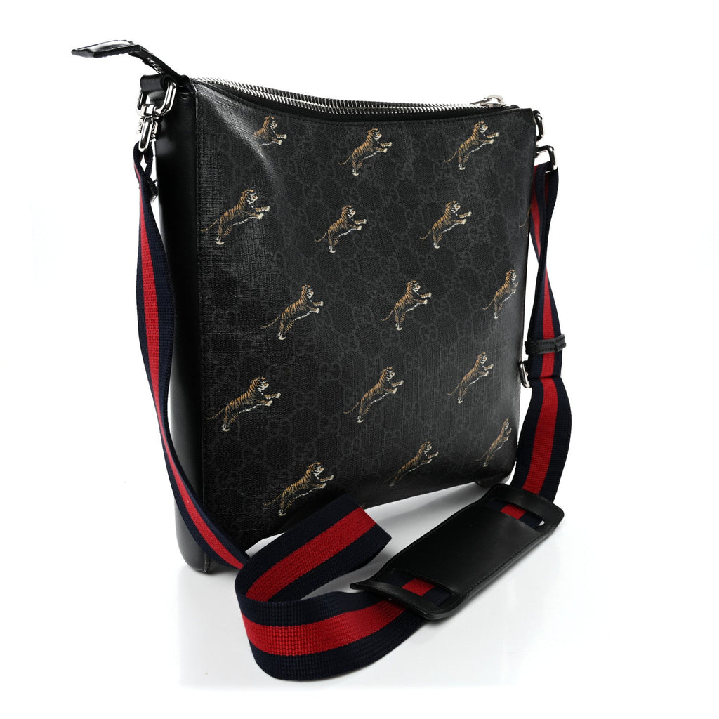 GG Supreme Monogram Tigers Web Messenger Bag Black Multicolor