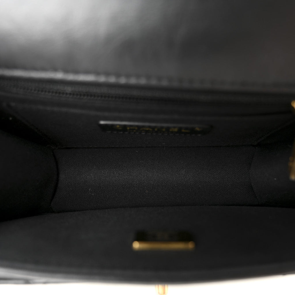 Aged Calfskin Quilted Double You Mini Flap Black