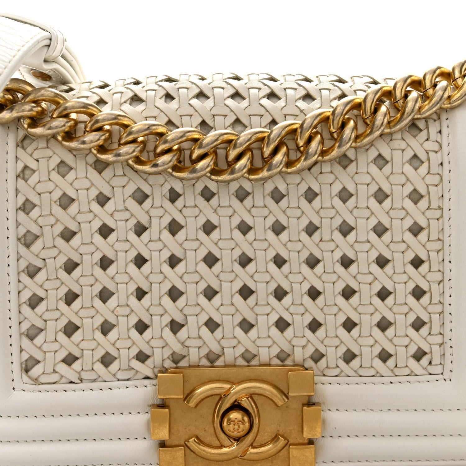 Sheepskin Braided Small Boy Reverso Flap White