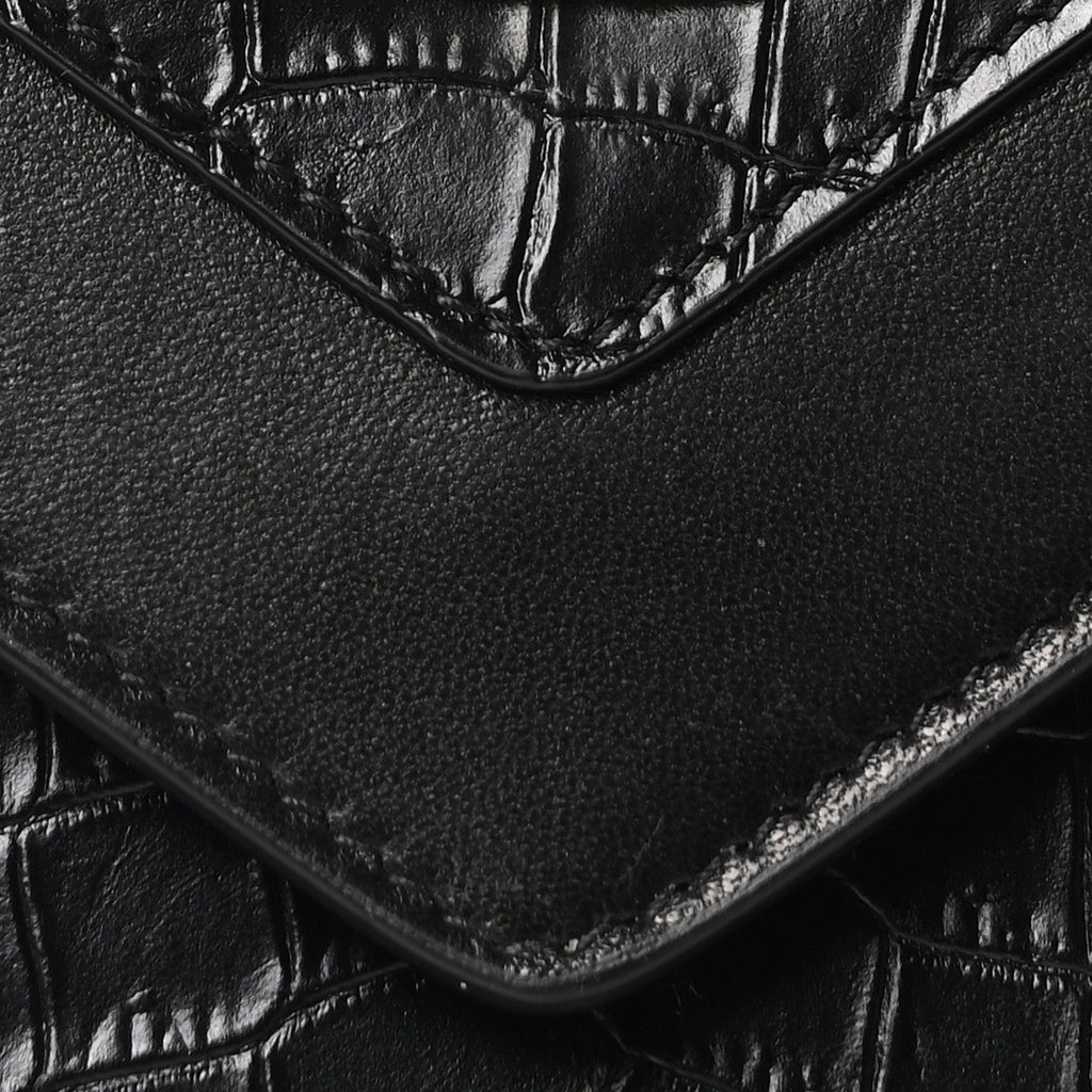 Calfskin Crocodile Embossed Gaby Satchel Black