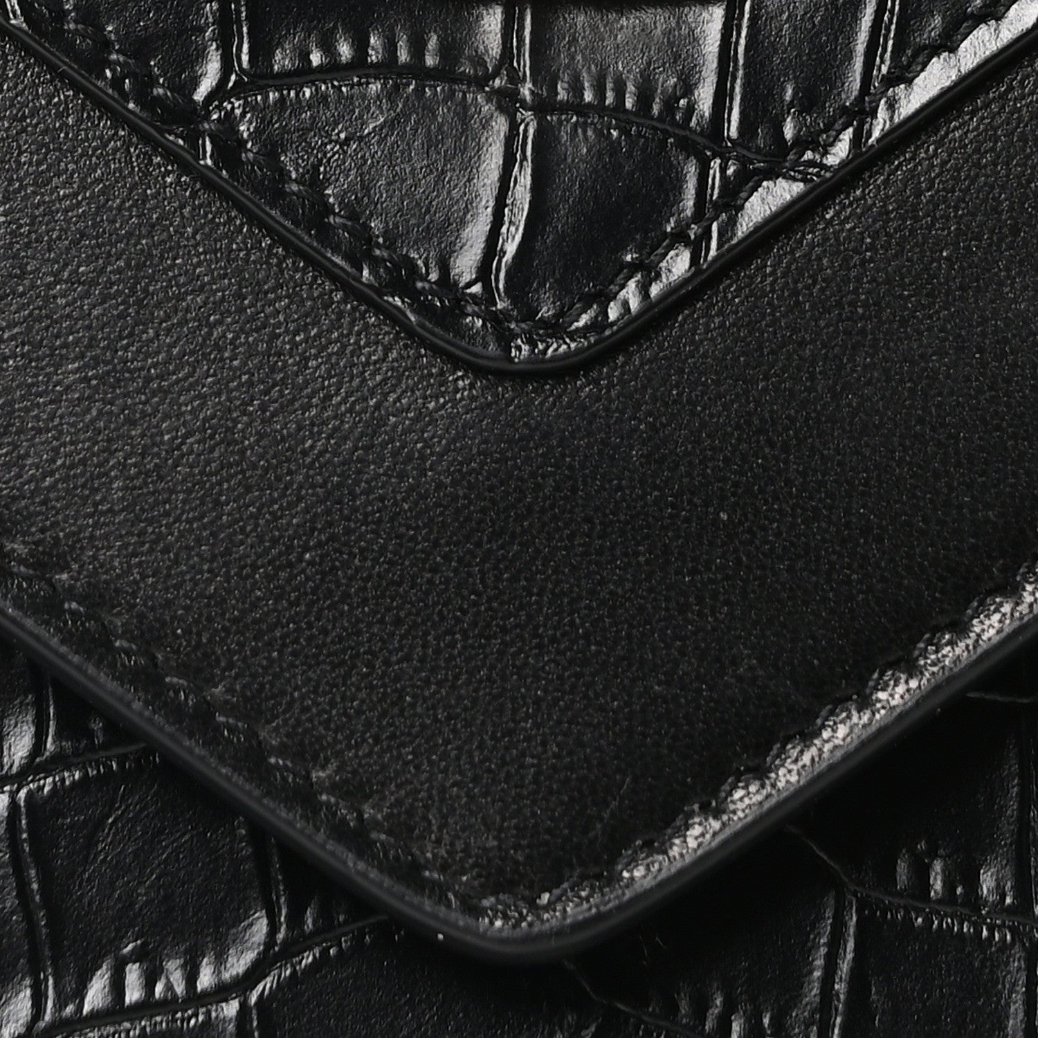 Calfskin Crocodile Embossed Gaby Satchel Black