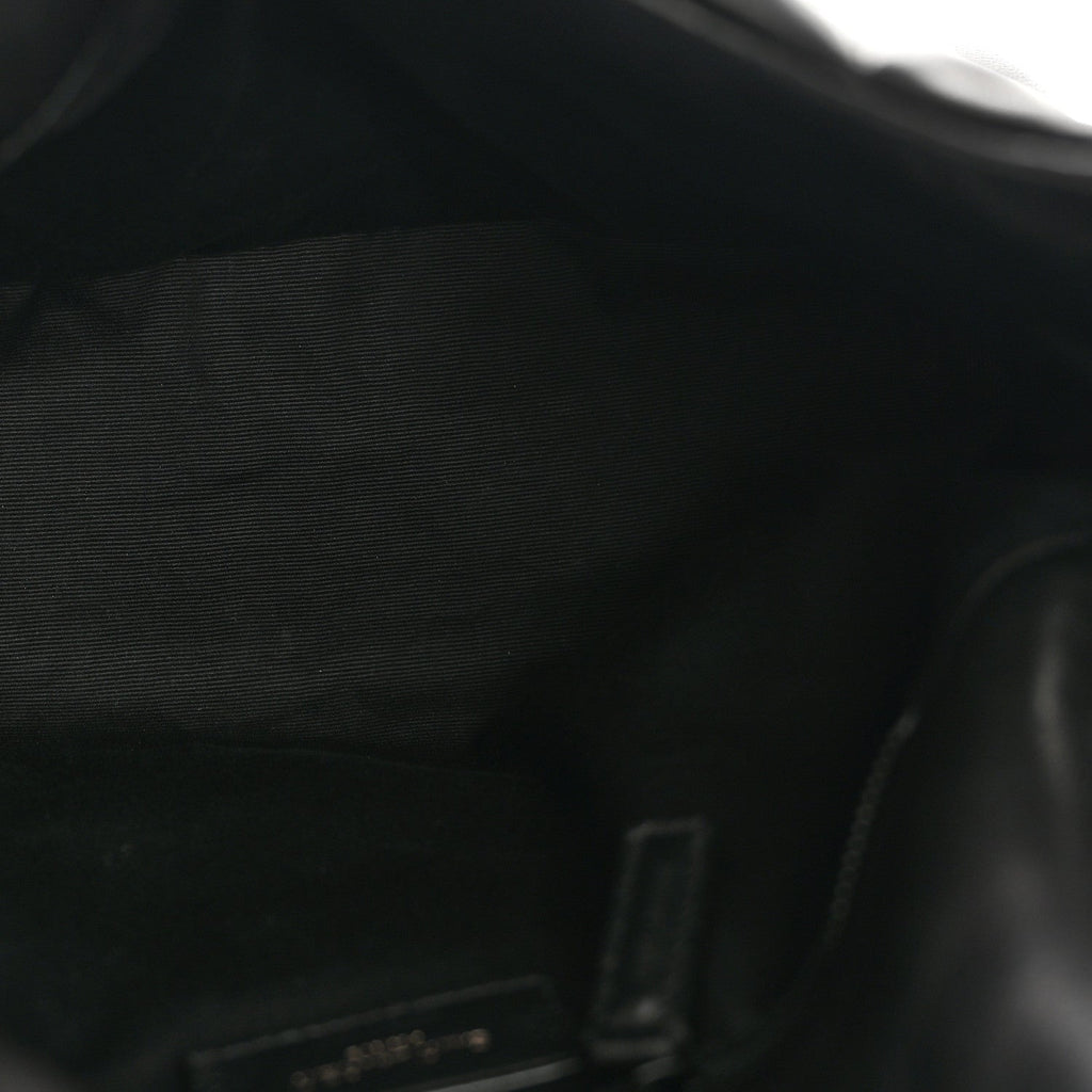 Lambskin Quilted Monogram Monochrome Small Loulou Puffer Chain Satchel Black