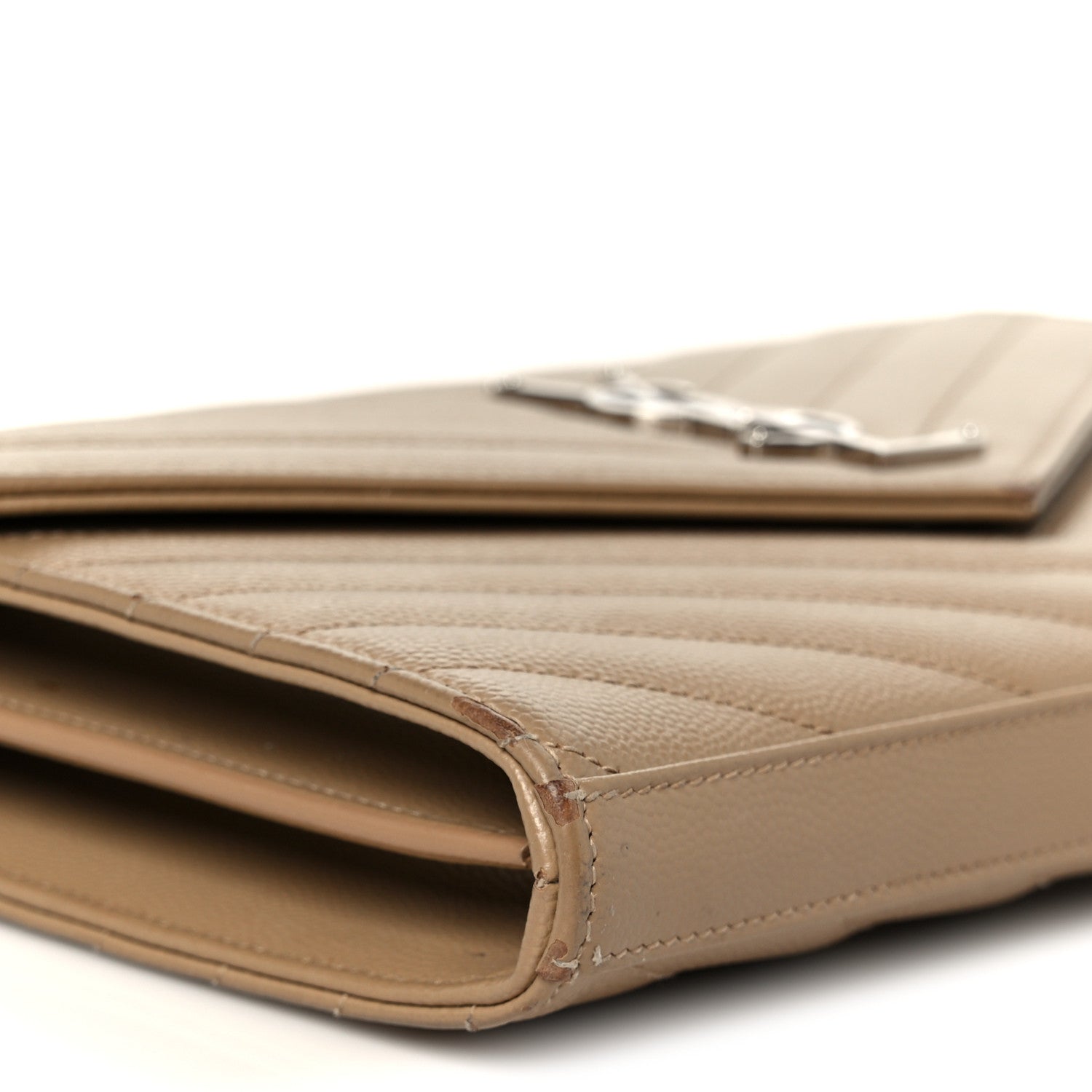 Grain De Poudre Matelasse Chevron Monogram Chain Wallet Taupe