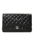 Lambskin Quilted Jumbo Double Flap Black