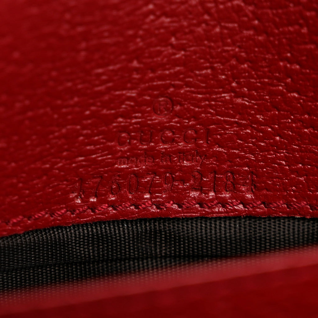 GG Supreme Monogram Web Queen Margaret Chain Wallet Red