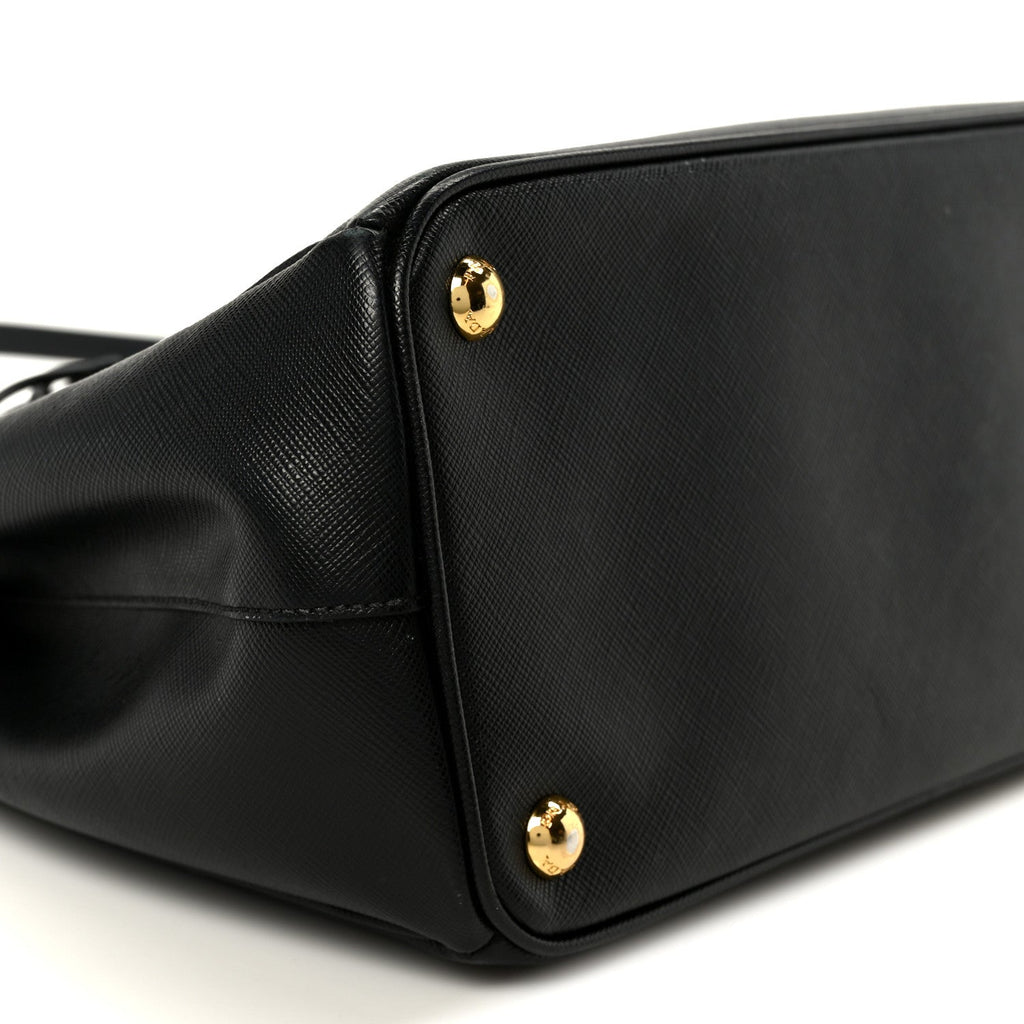 Saffiano Small Galleria Double Zip Tote Black