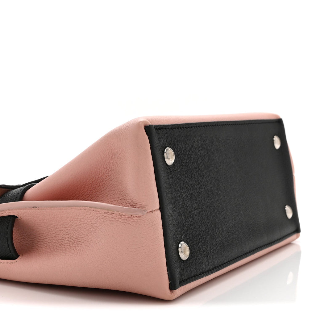 Soft Calfskin Embroidered Lockme Ever BB Rose Pink Snow White Black