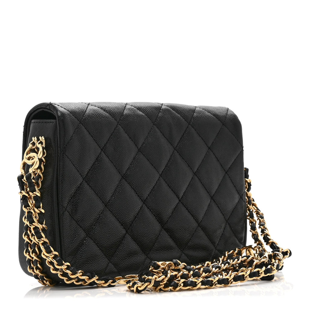 Caviar Quilted Mini CC You Flap Black