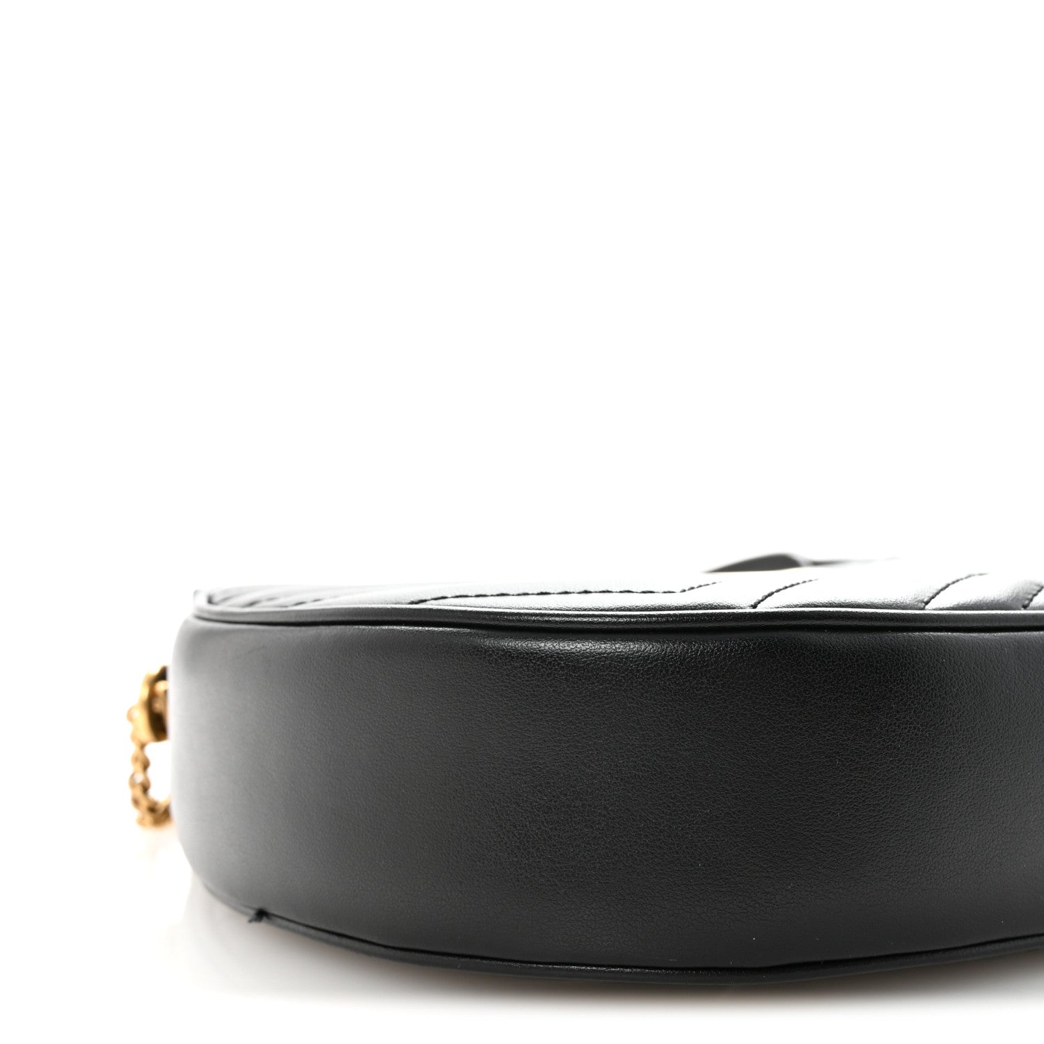 Calfskin Matelasse Chevron Mini GG Marmont Half Moon Hobo Black