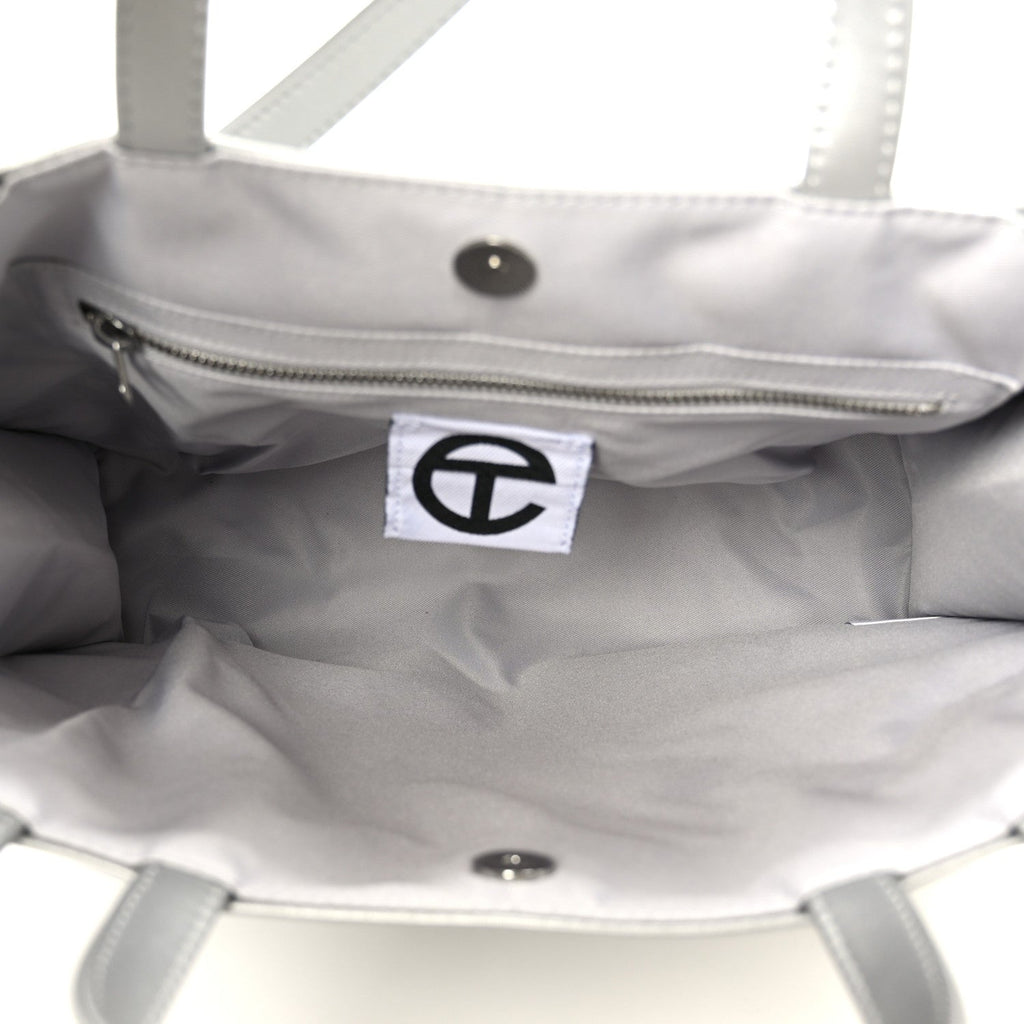 Metallic Vegan Leather Medium Shopping Bag Silver