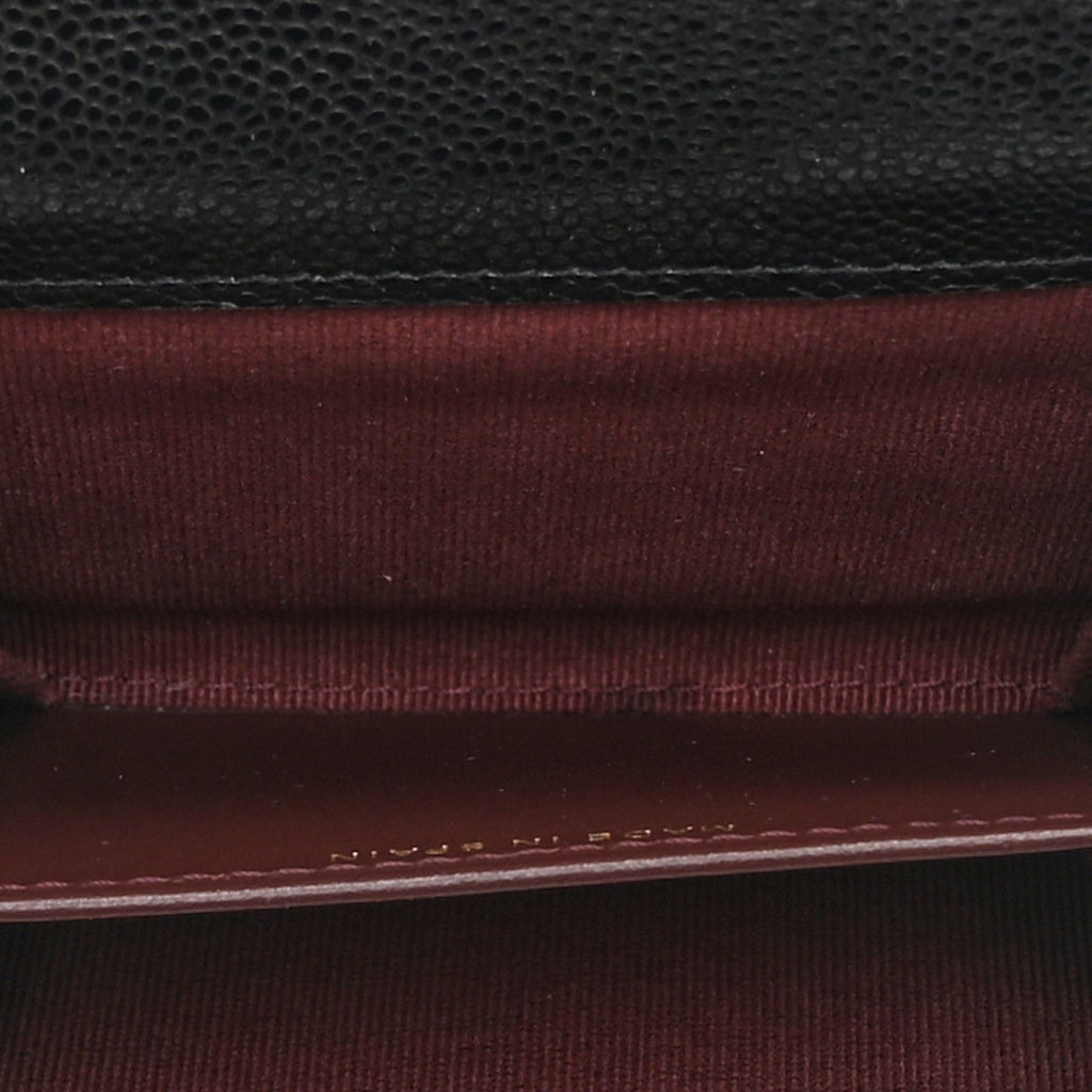 Caviar Quilted Flap  Holder Wallet Black
