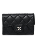 Caviar Quilted Flap  Holder Black